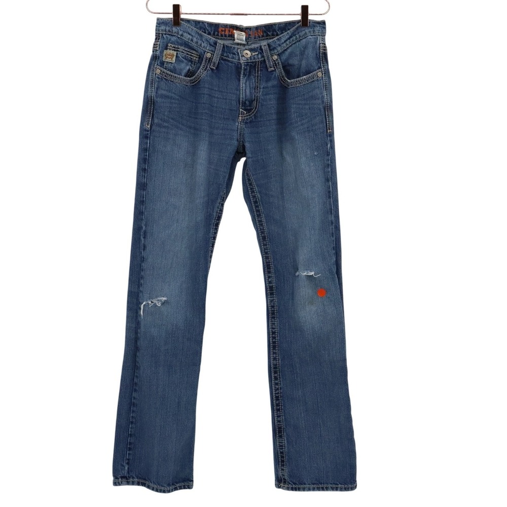 Cinch Ian Distressed Jeans Mens 31x34‎ M Blue Denim Distressed Straight Leg